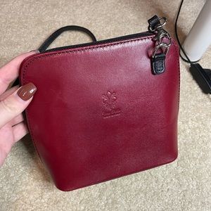 Vera Pelle genuine leather red crossbody purse